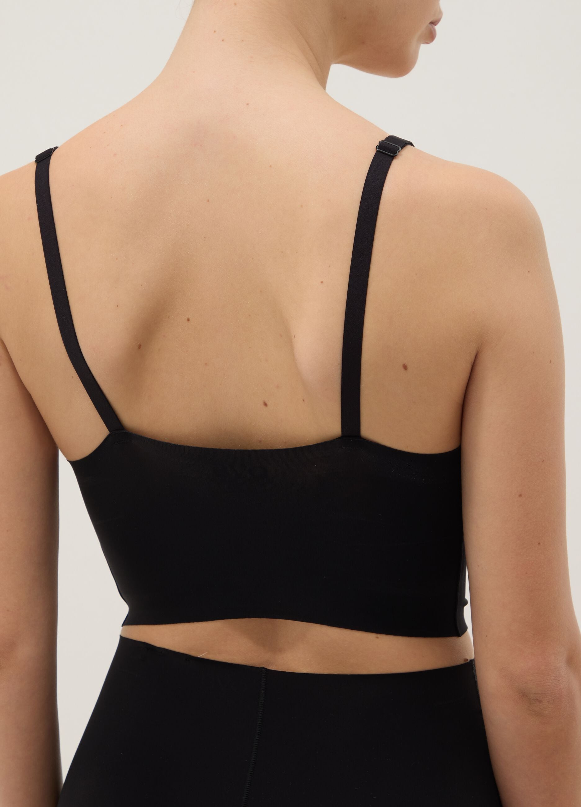Black non-padded bra with adjustable straps
