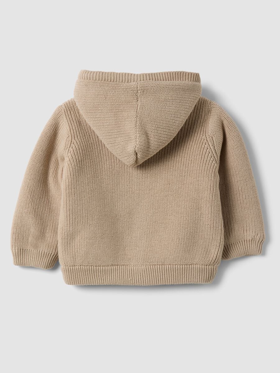 Beige organic cotton hooded jacket for babies_1