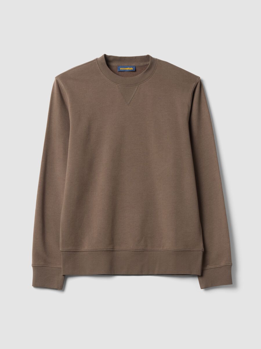 Grey crew neck sweatshirt in cotton blend, regular fit_4