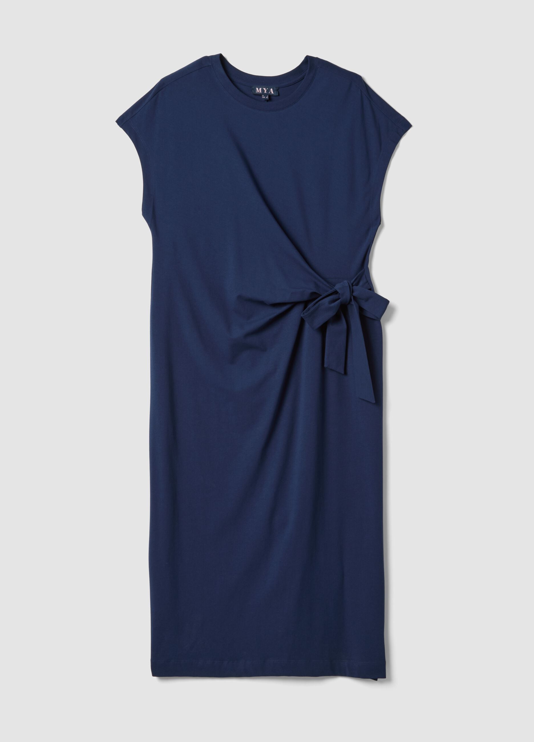 Blue stretch-cotton midi dress