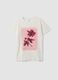 White pure cotton crew-neck T-shirt with floral print, regular fit_4