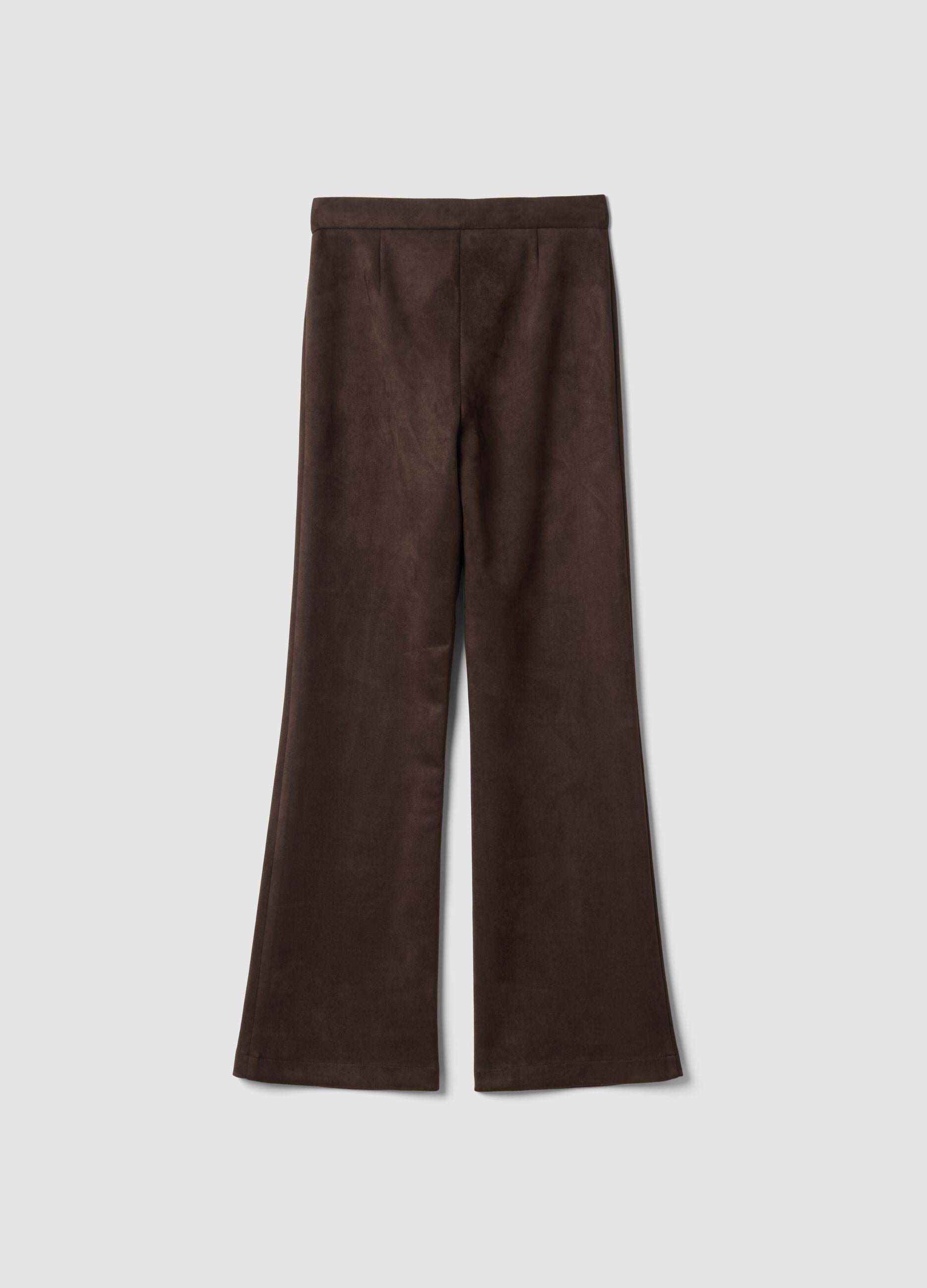 Brown flared trousers in stretch fabric