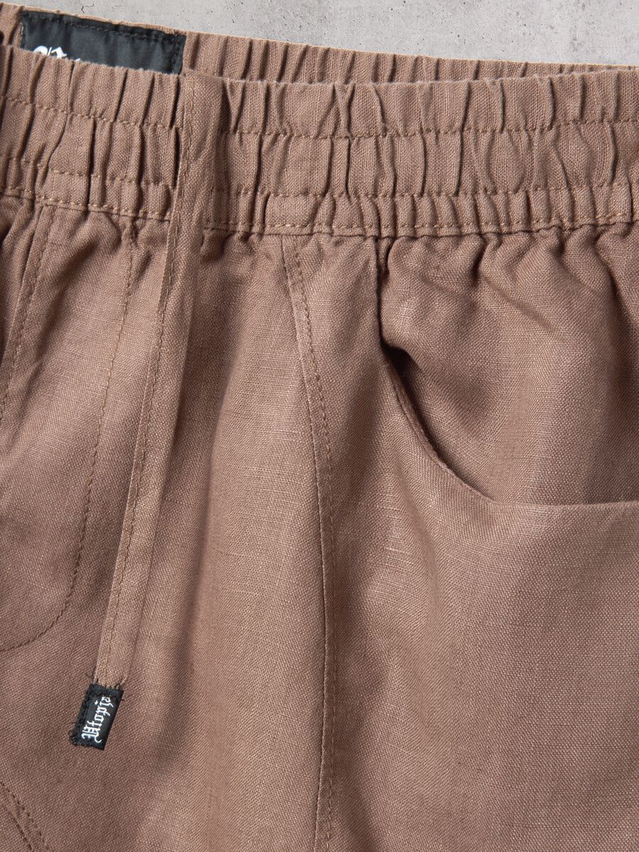 100% Linen Shorts in Mocha_8