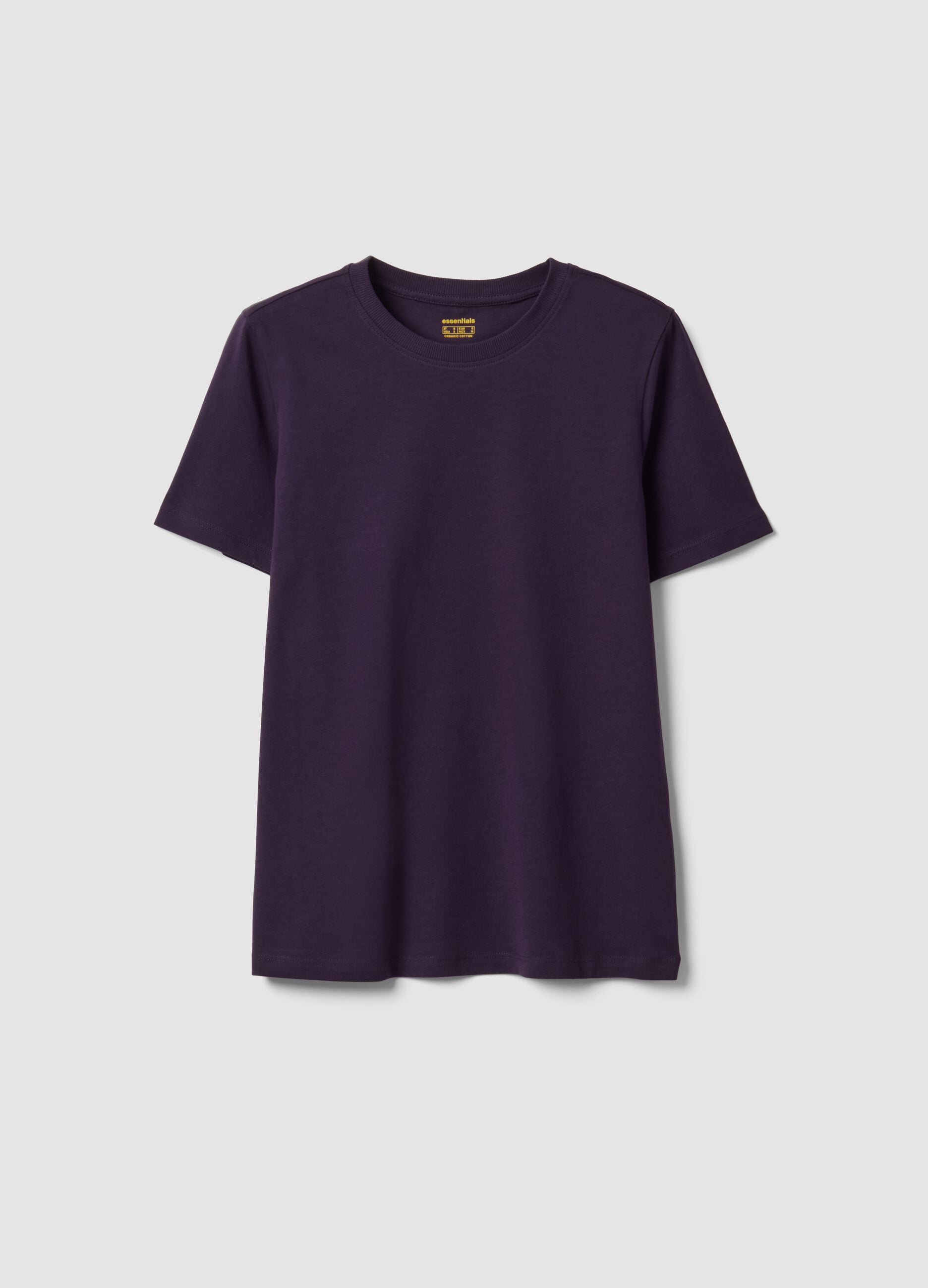 Purple pure organic cotton crew-neck T-shirt, regular fit