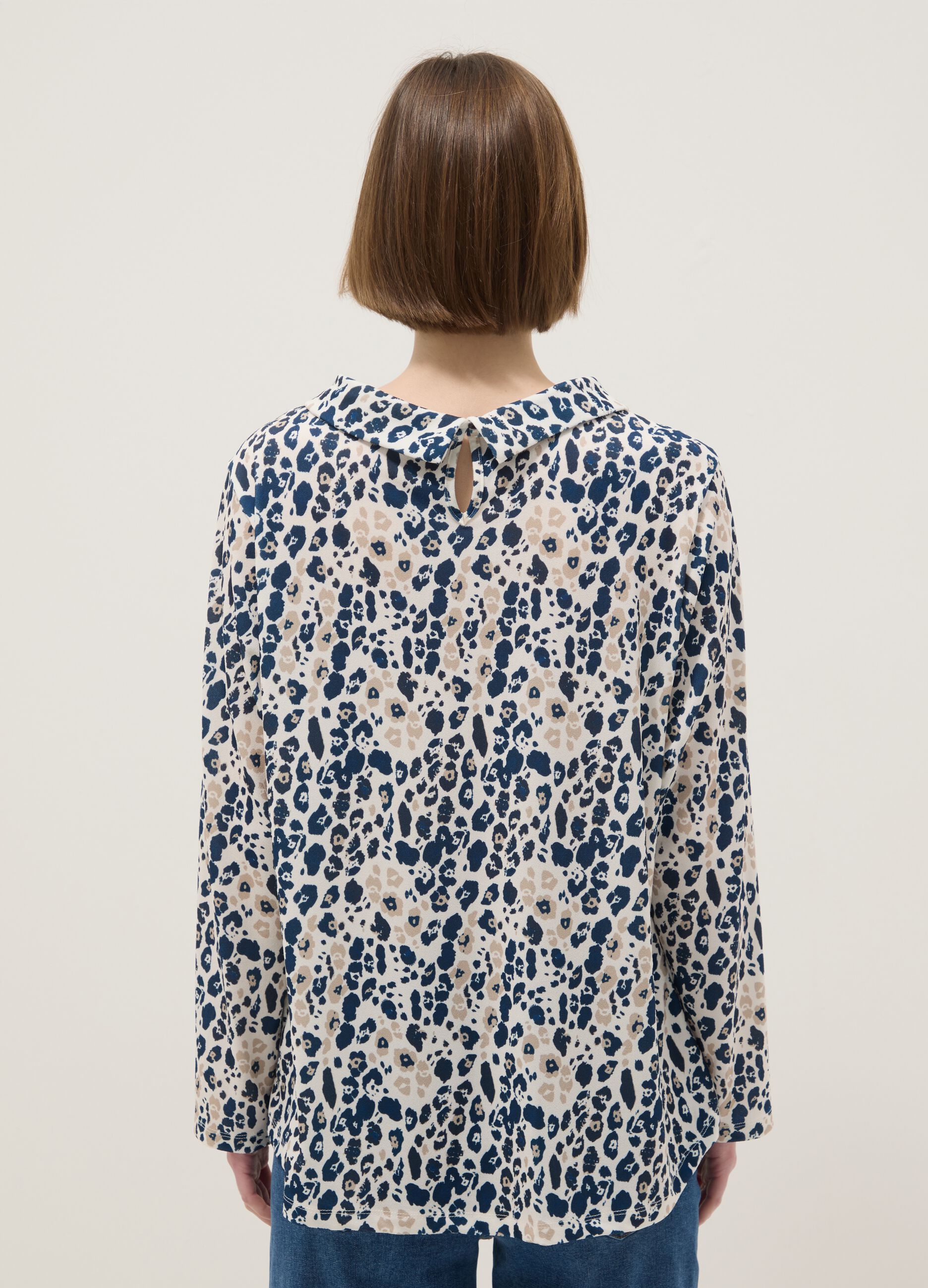 Multicolour long-sleeve regular fit shirt with pattern