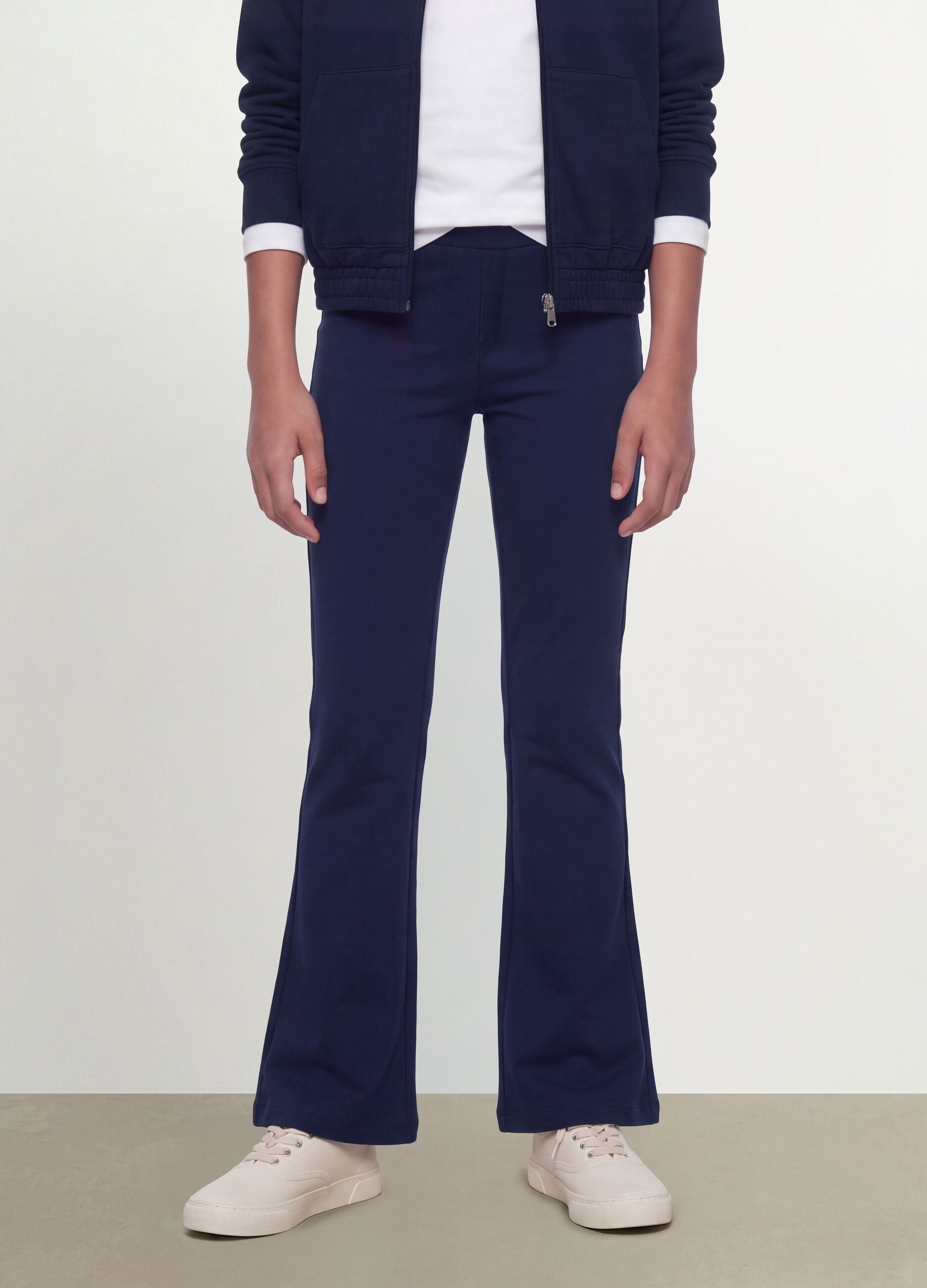 Girls&rsquo; blue slim-fit stretch organic cotton trousers