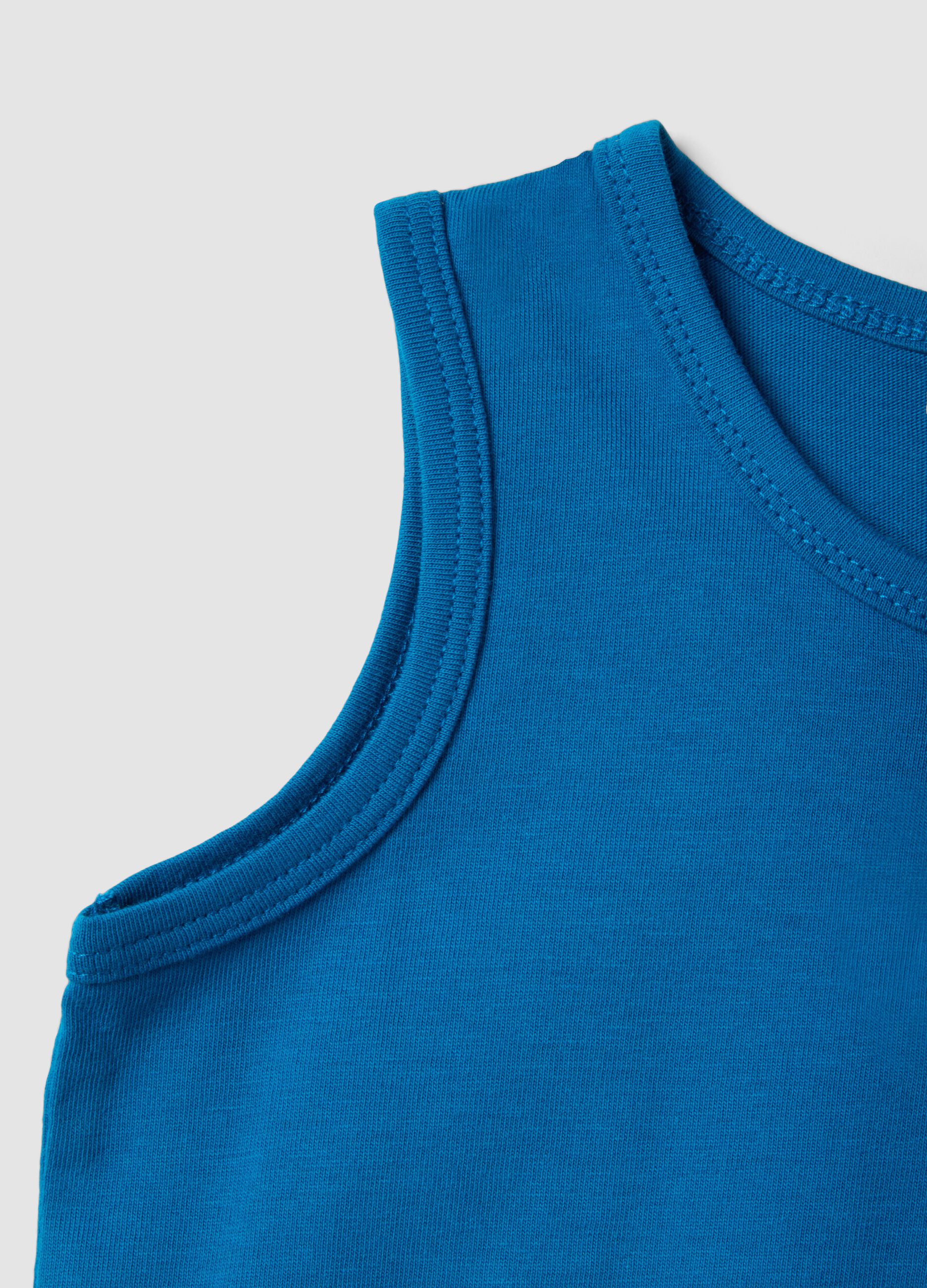 Blue pure cotton vest top