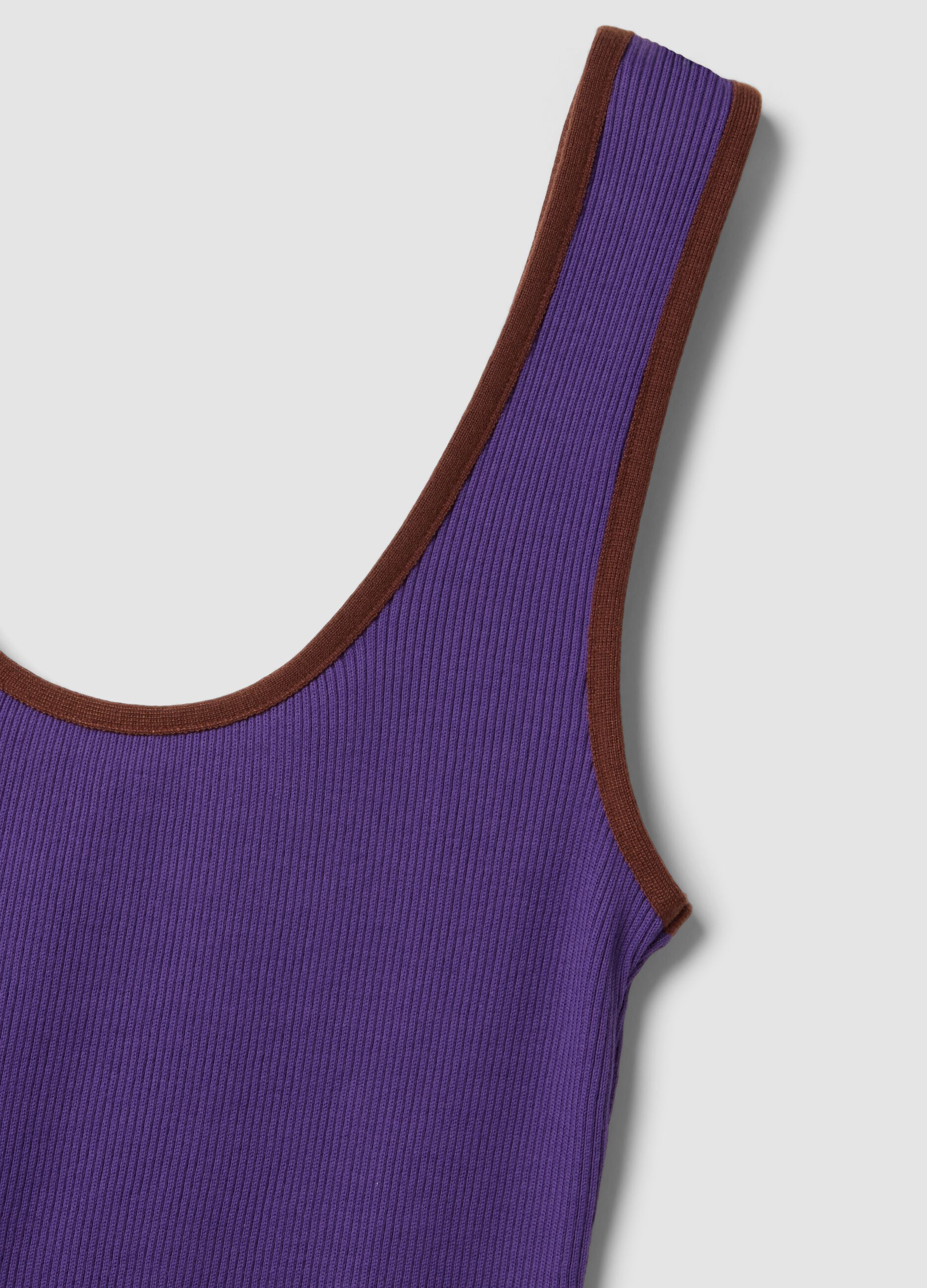 Tank top viola in puro cotone a costine