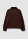 Brown pure cotton bomber jacket with contrast collar, regular fit_5