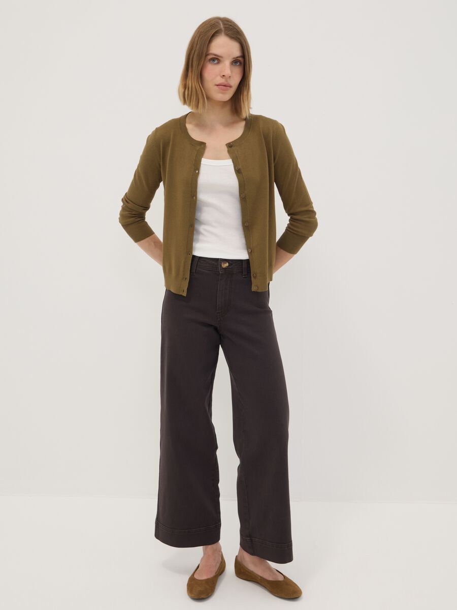 Brown wide-leg jeans in stretch cotton_0