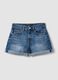 Blue stretch cotton denim shorts_4