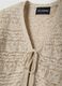 Beige crochet-style cotton and linen blend cardigan with deep V-neck, regular fit_5