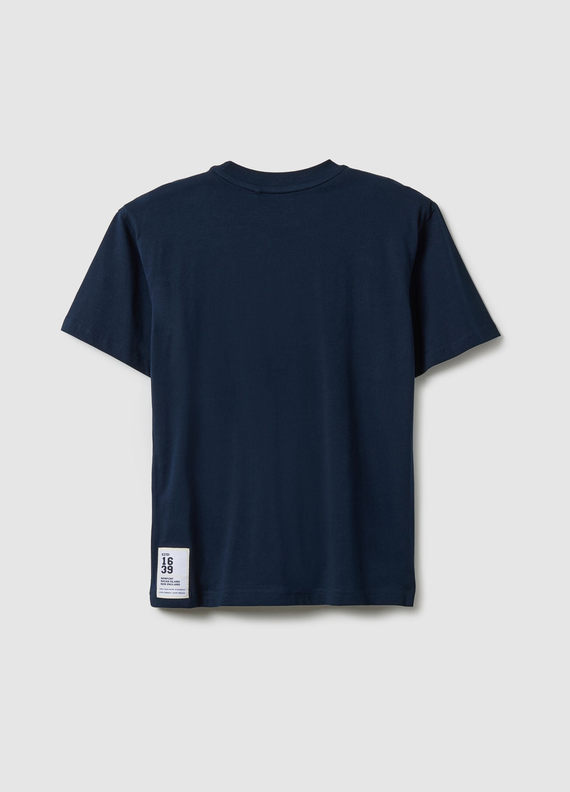 Boys' blue pure cotton T-shirt relaxed fit with print