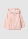 Pink waterproof regular fit jacket with hood for baby girl_0