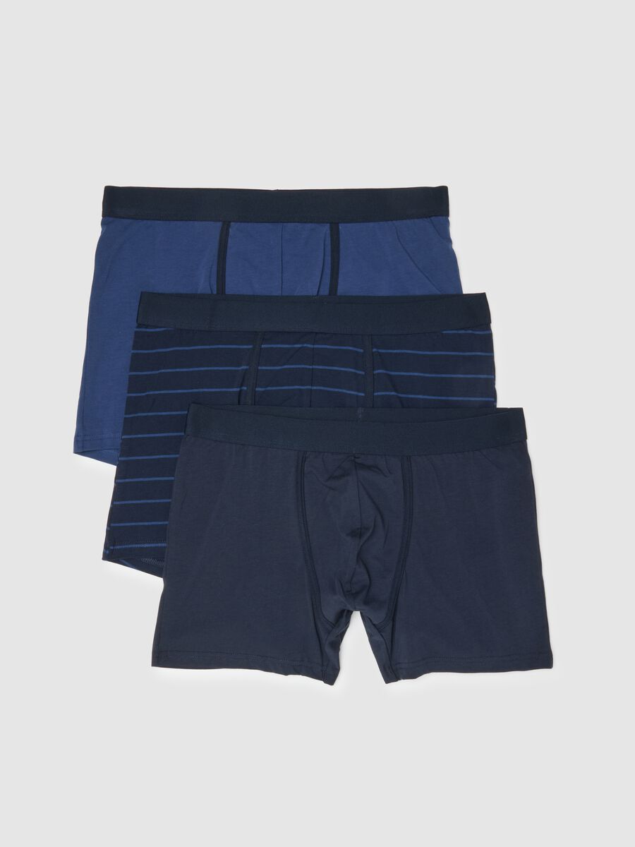 Tripack boxer midi in cotone organico elasticizzato blu regular fit_4