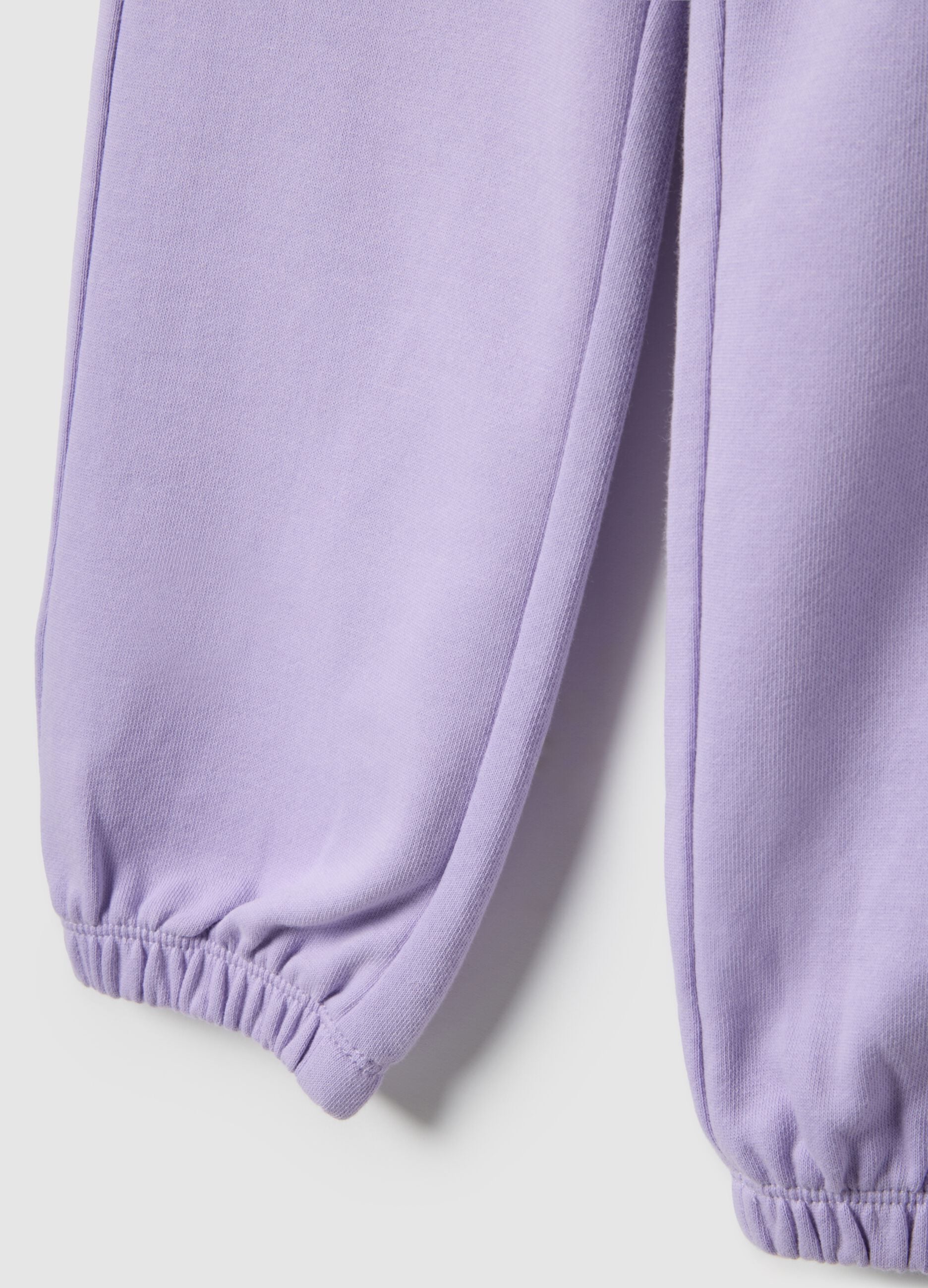 Girls' purple jogger trousers in pure cotton, regular fit