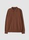 Brown long-sleeve regular-fit cotton and cashmere-blend polo shirt_0
