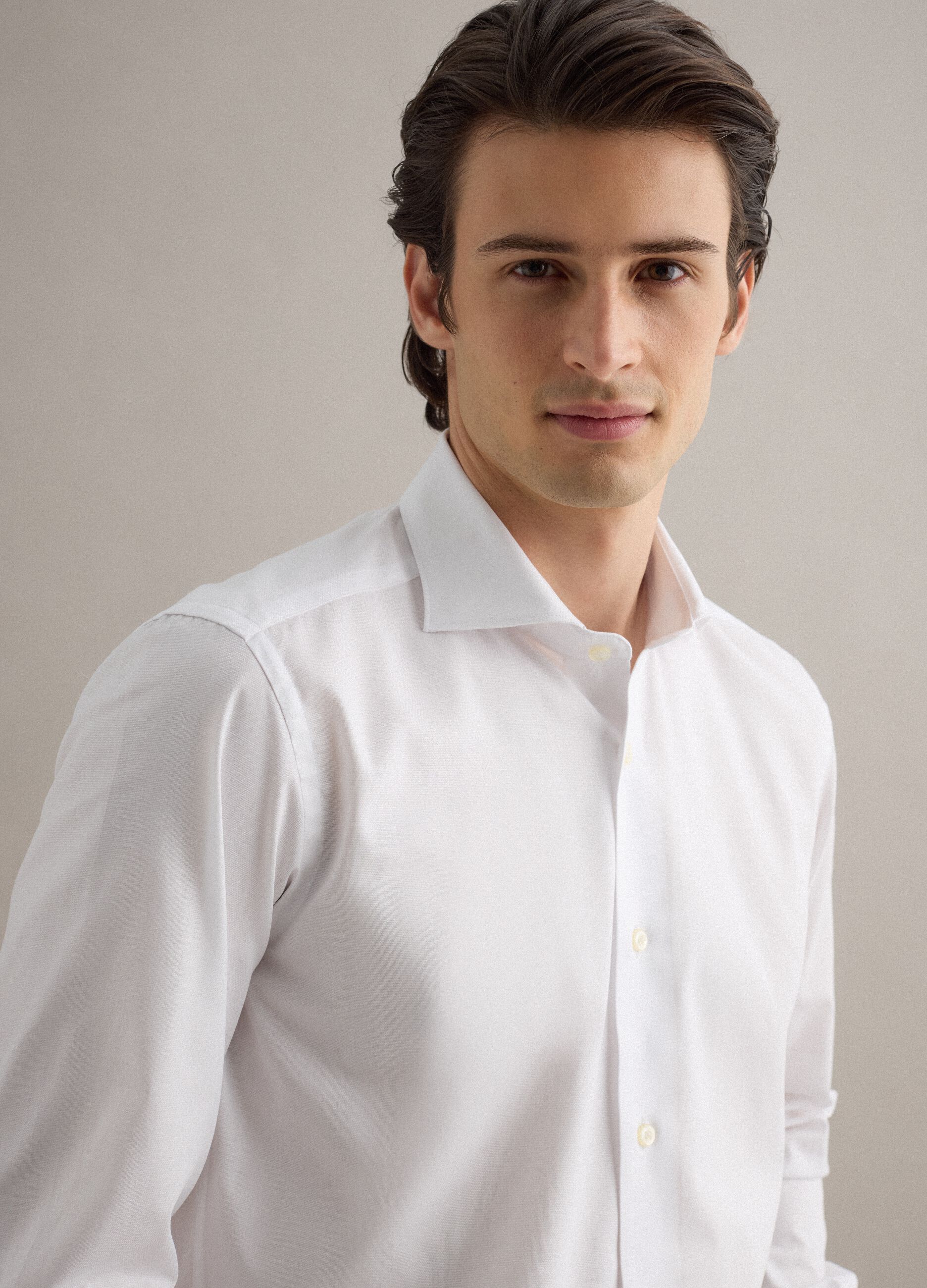 White pure cotton slim fit shirt
