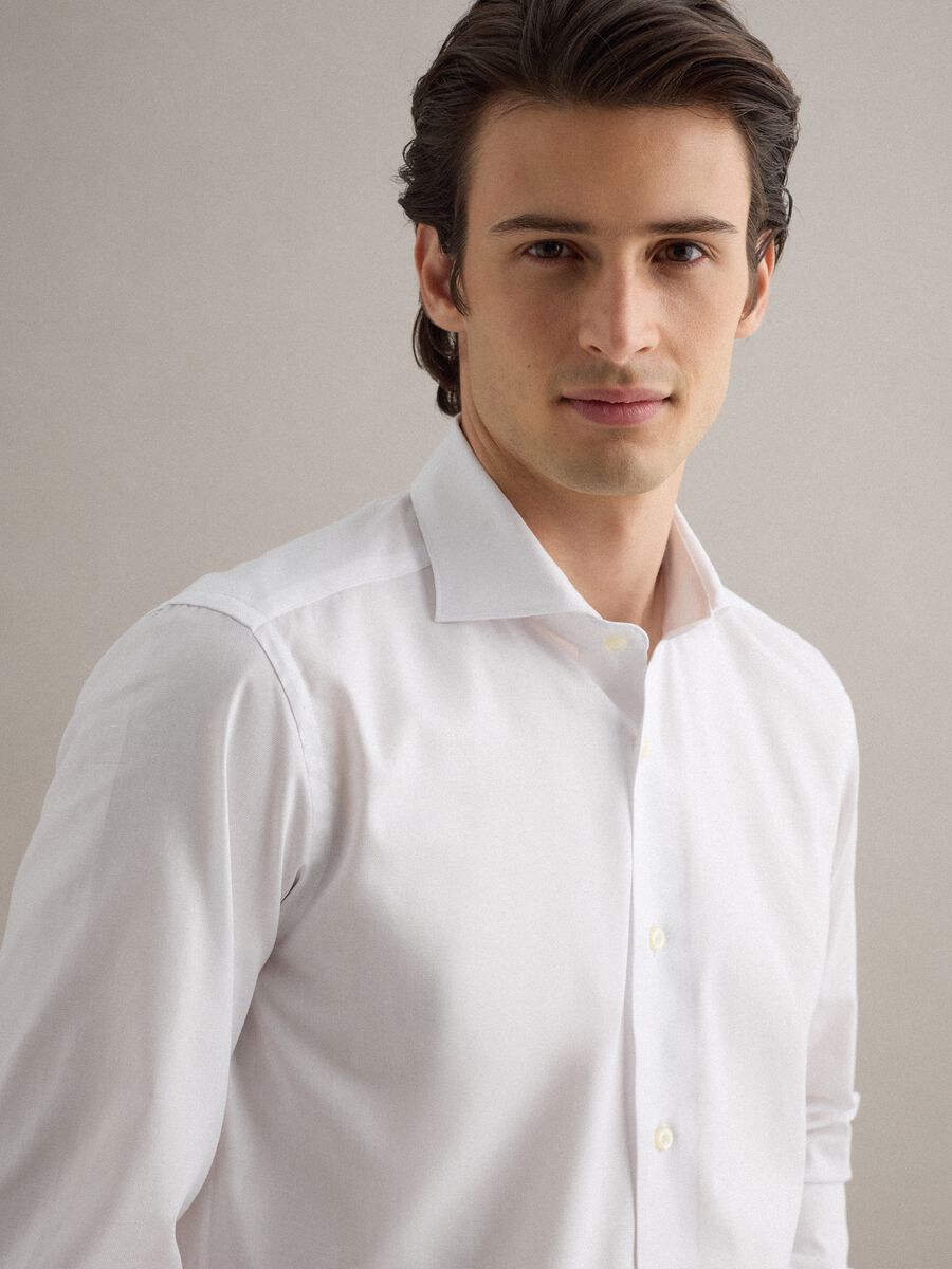 Camicia in puro cotone bianca slim fit_3