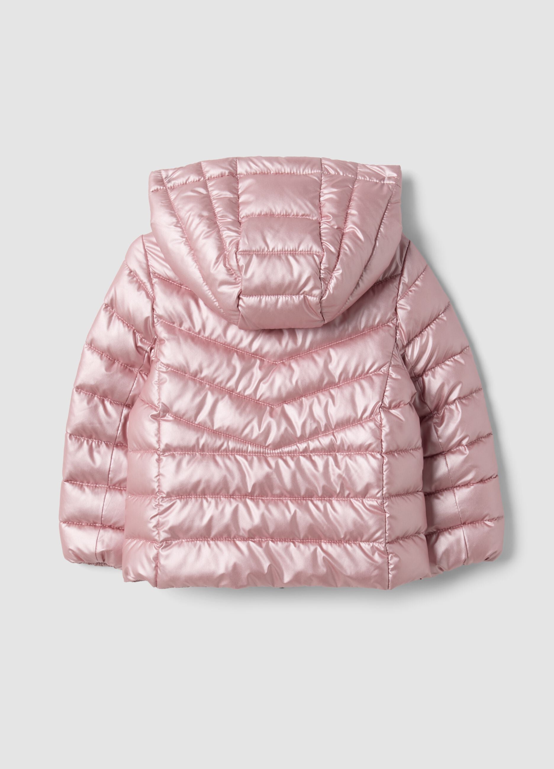 Pink Ultralight Hooded Puffer Jacket with Zip for Girls