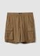 Brown pure cotton regular-fit cargo shorts_4