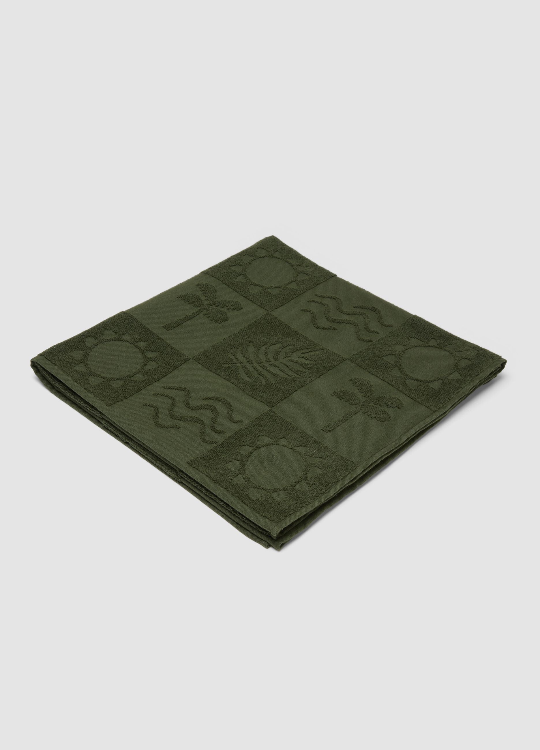 Green pure cotton jacquard beach towel