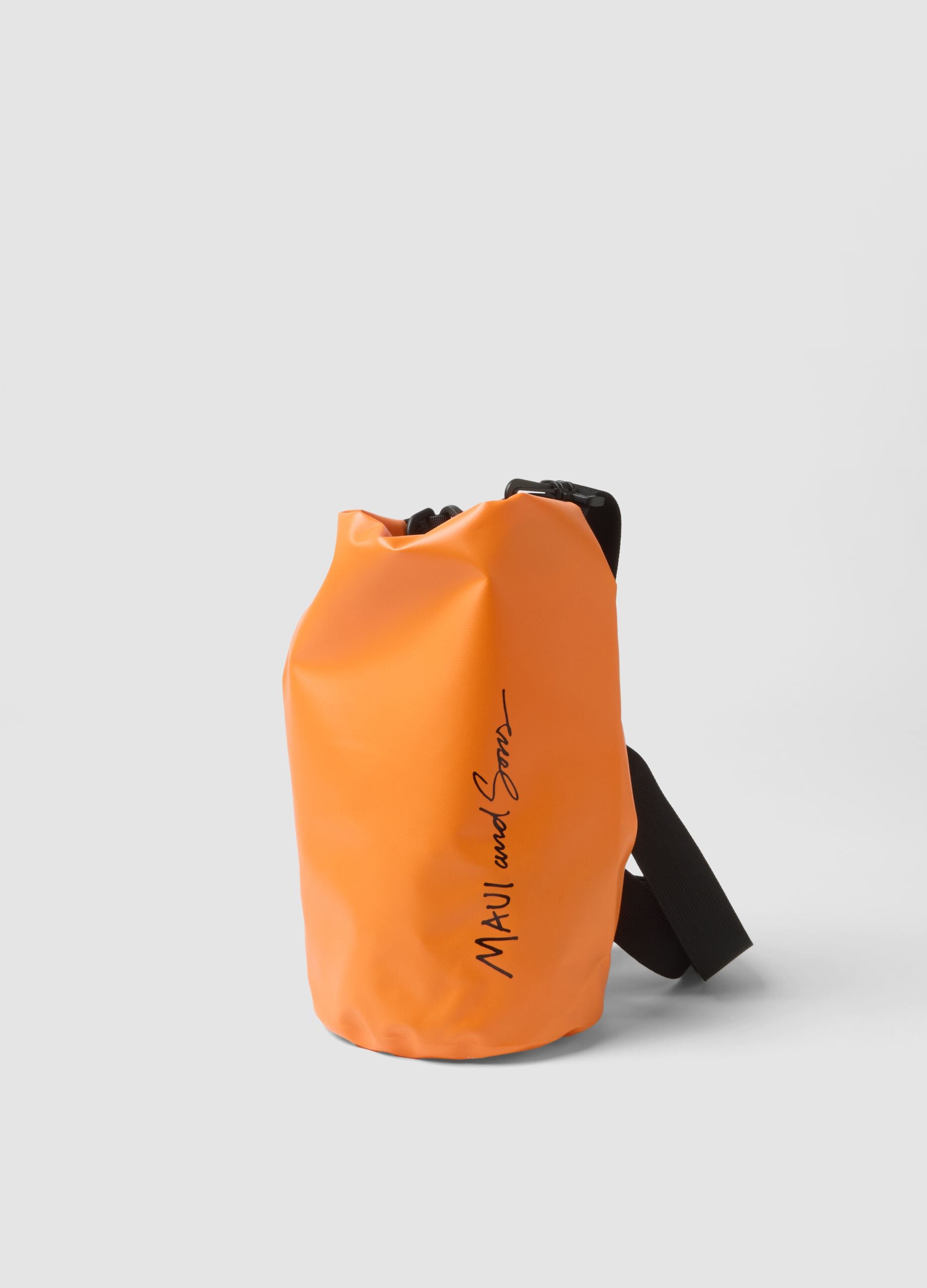 Orange waterproof bag with adjustable shoulder strap