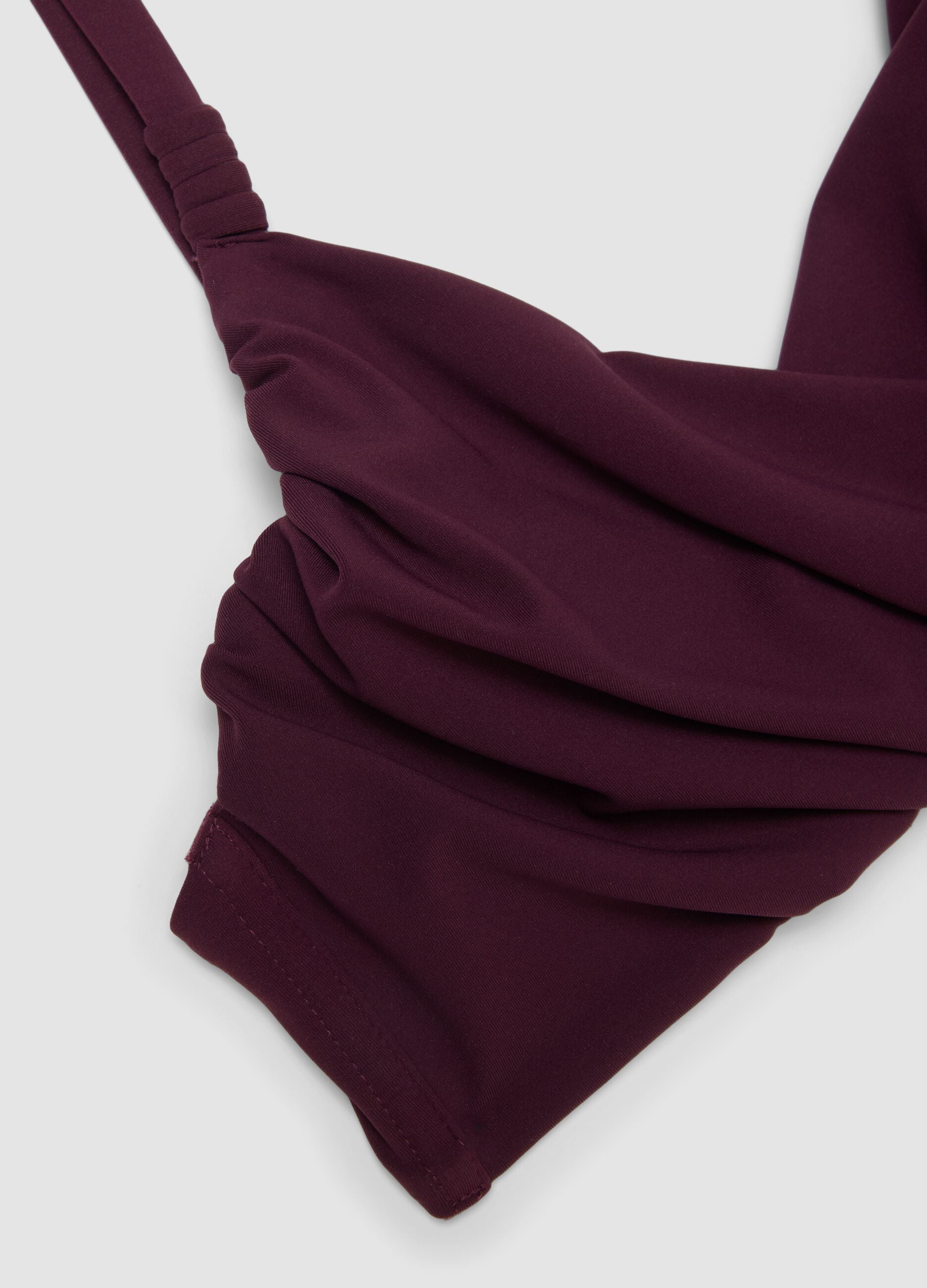 Purple shaping bikini top in stretchy fabric