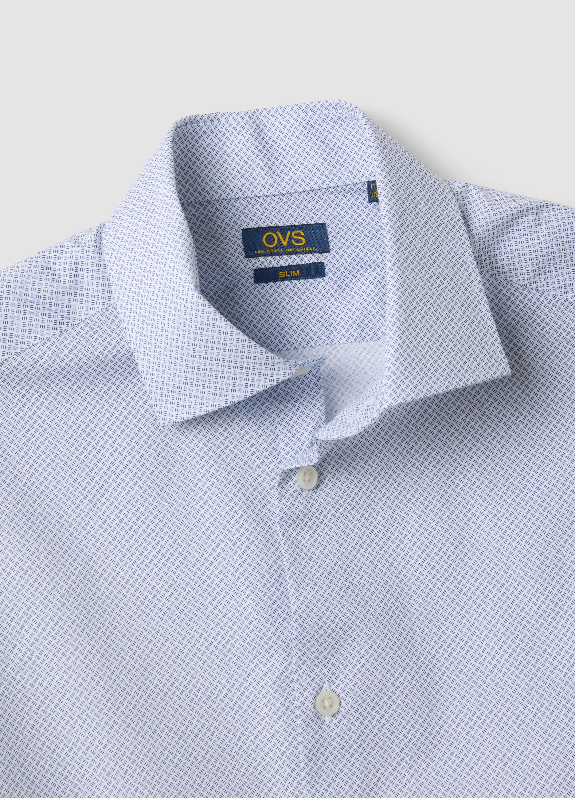 Light blue stretch cotton poplin shirt with cutaway collar