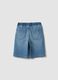 Light blue stretch cotton denim shorts_4