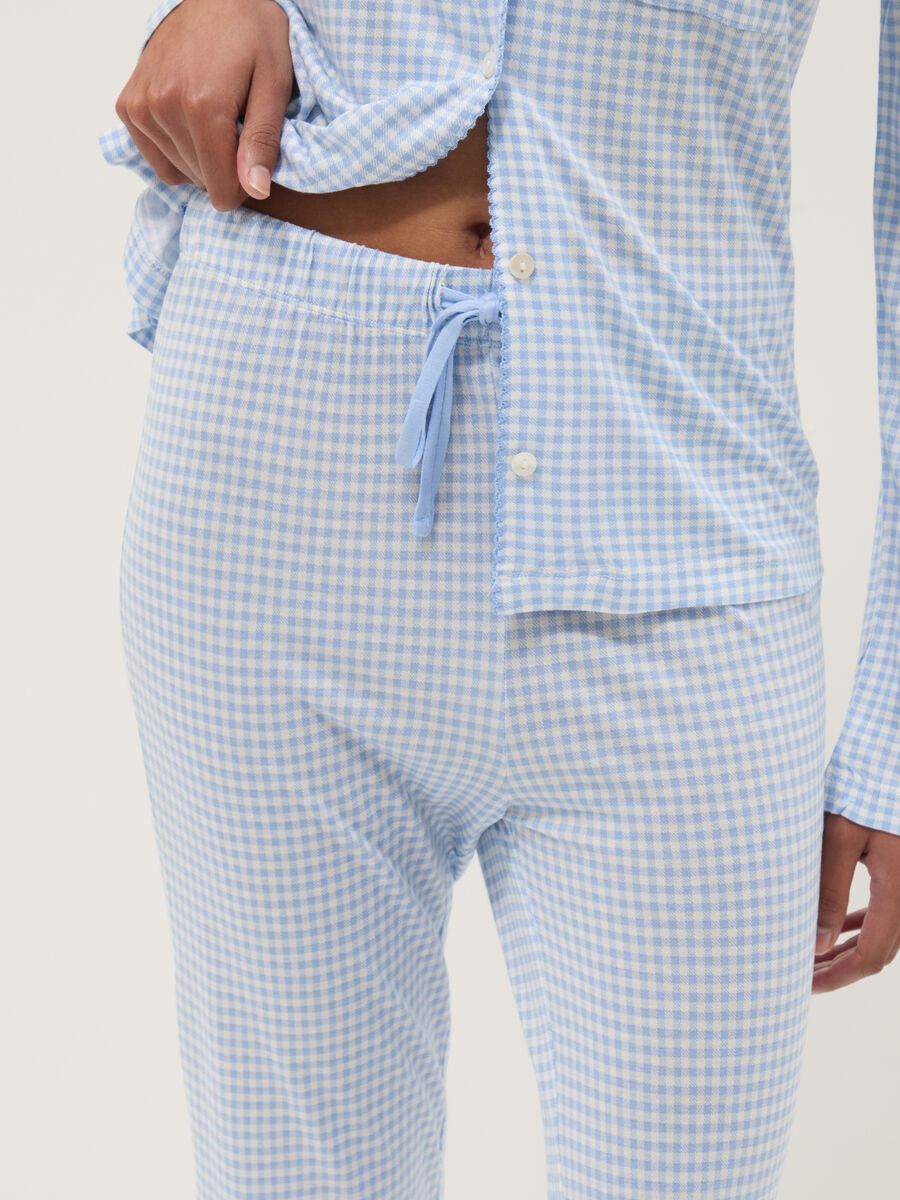 Pigiama in pura viscosa a quadri multicolor regular fit con collo a V_3