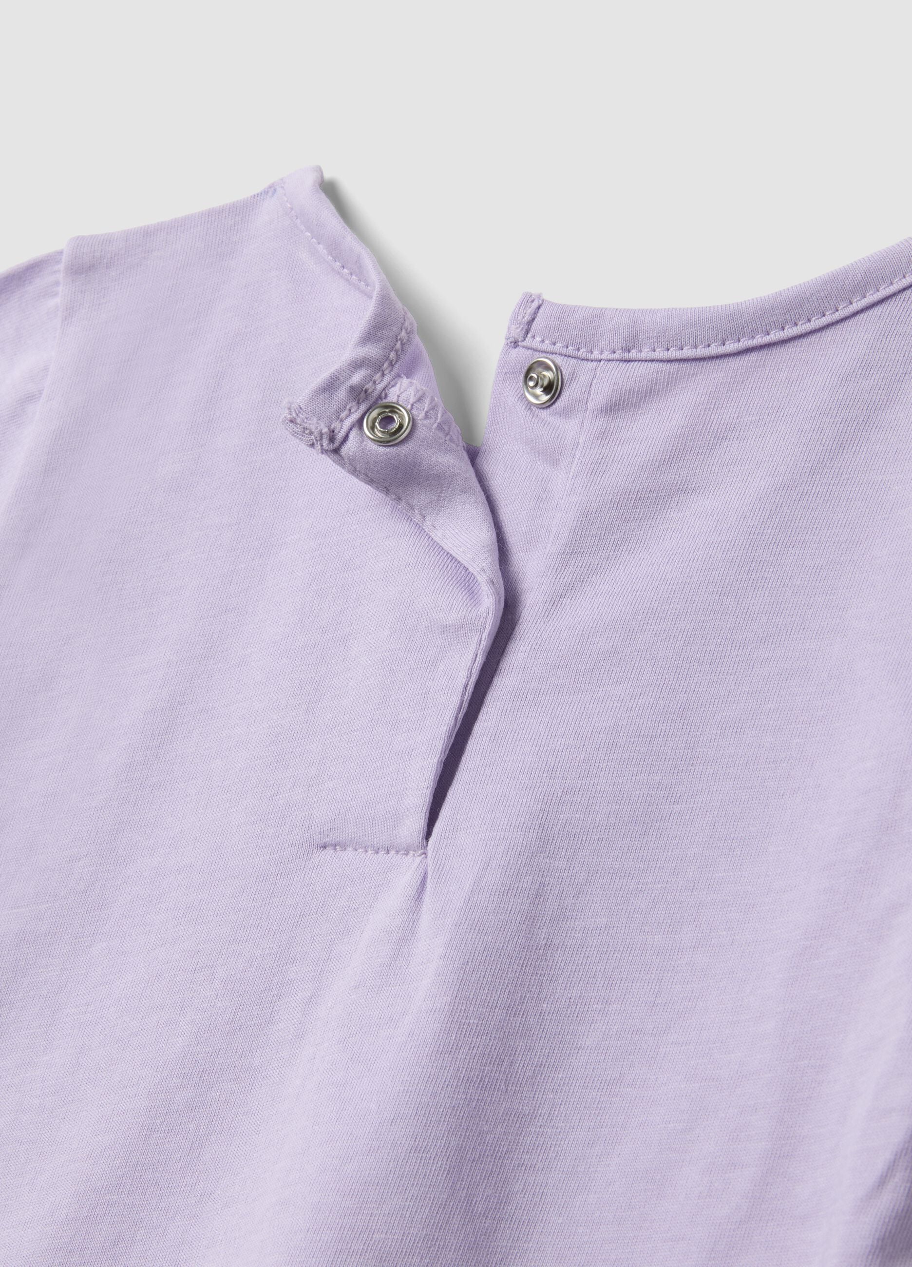 Short purple cotton pyjamas for baby girls, regular fit with print