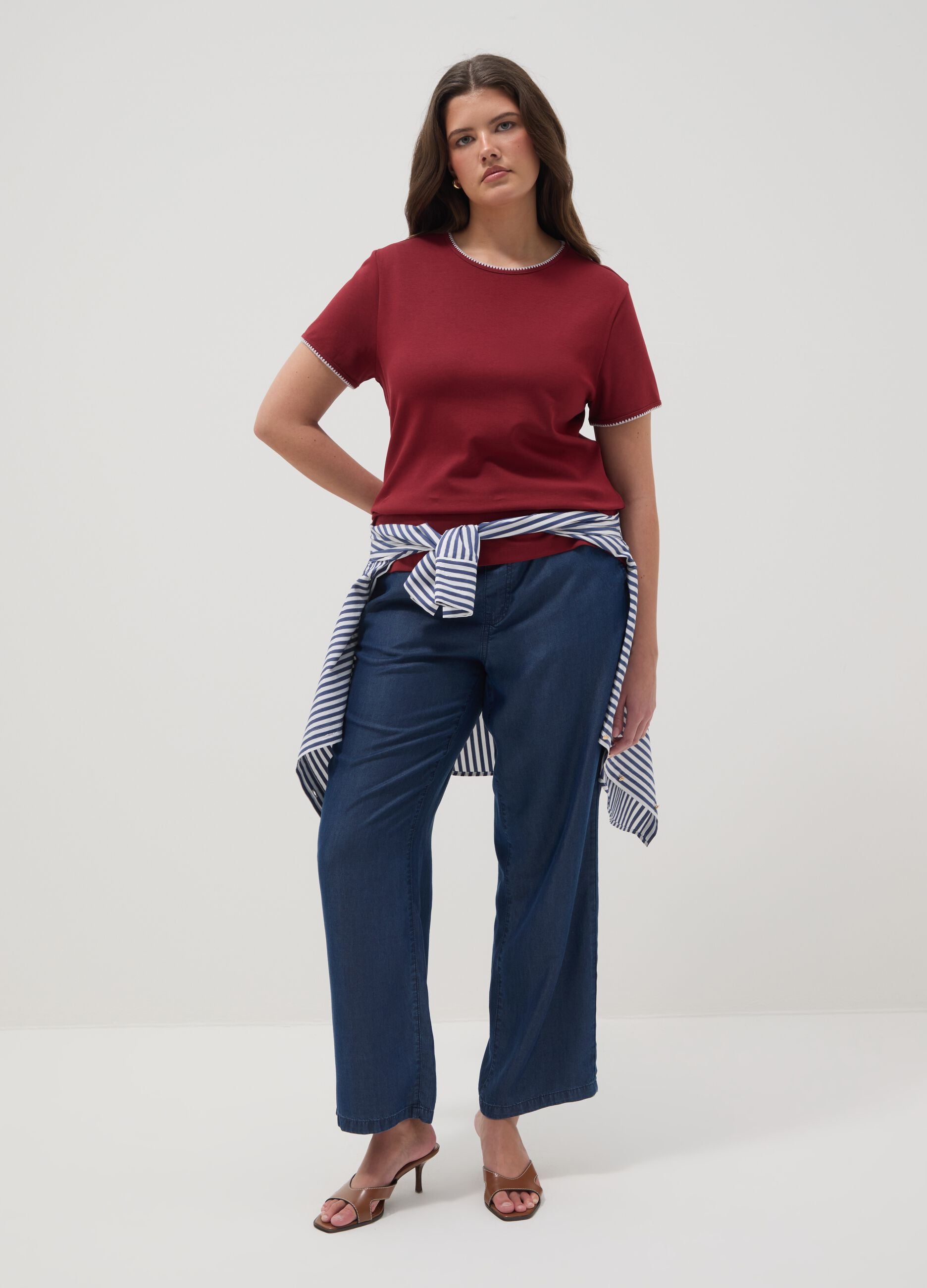 Red pure cotton short sleeve T-shirt regular fit