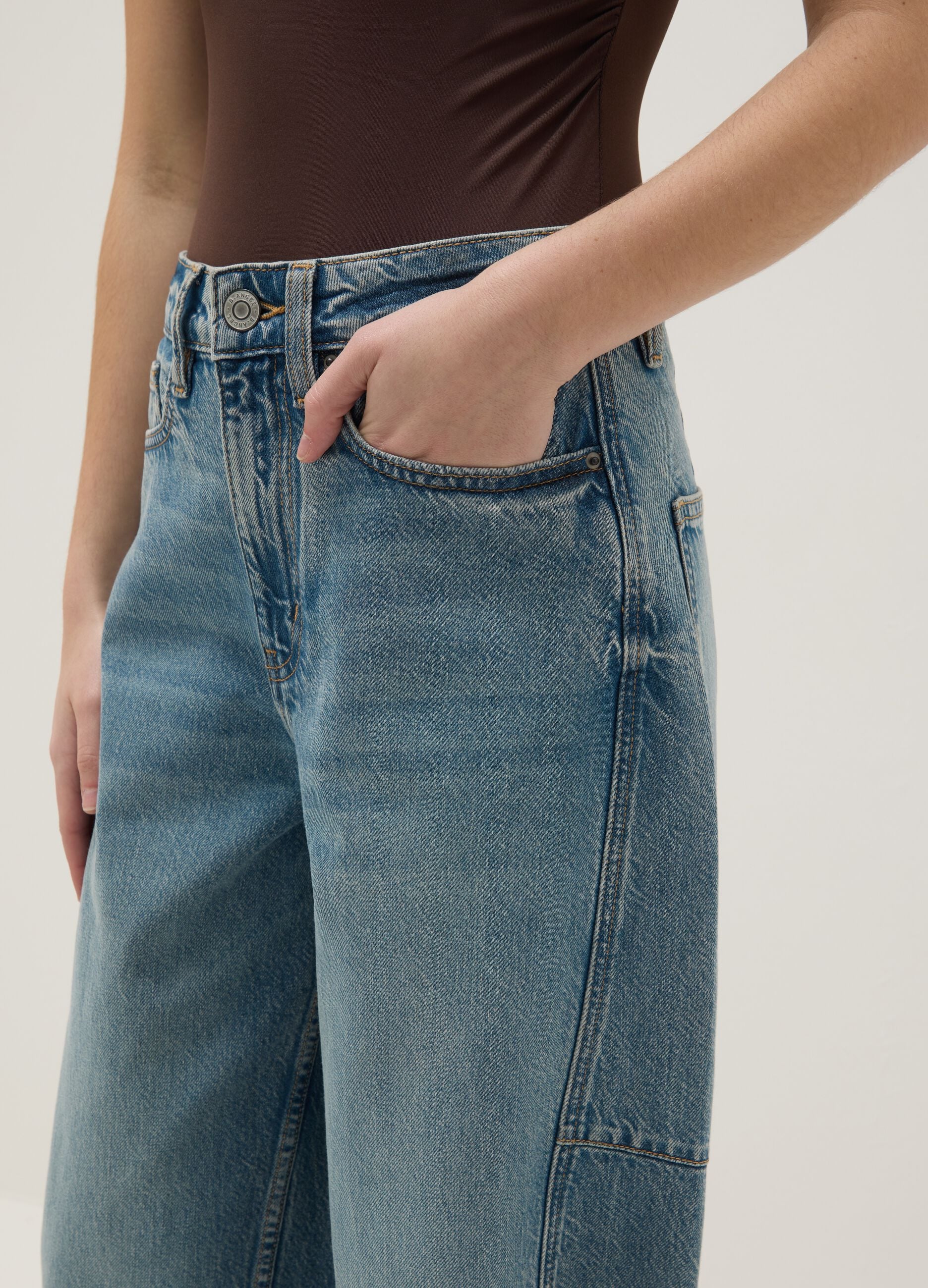 Pure Cotton Blue Regular Fit Skater Jeans