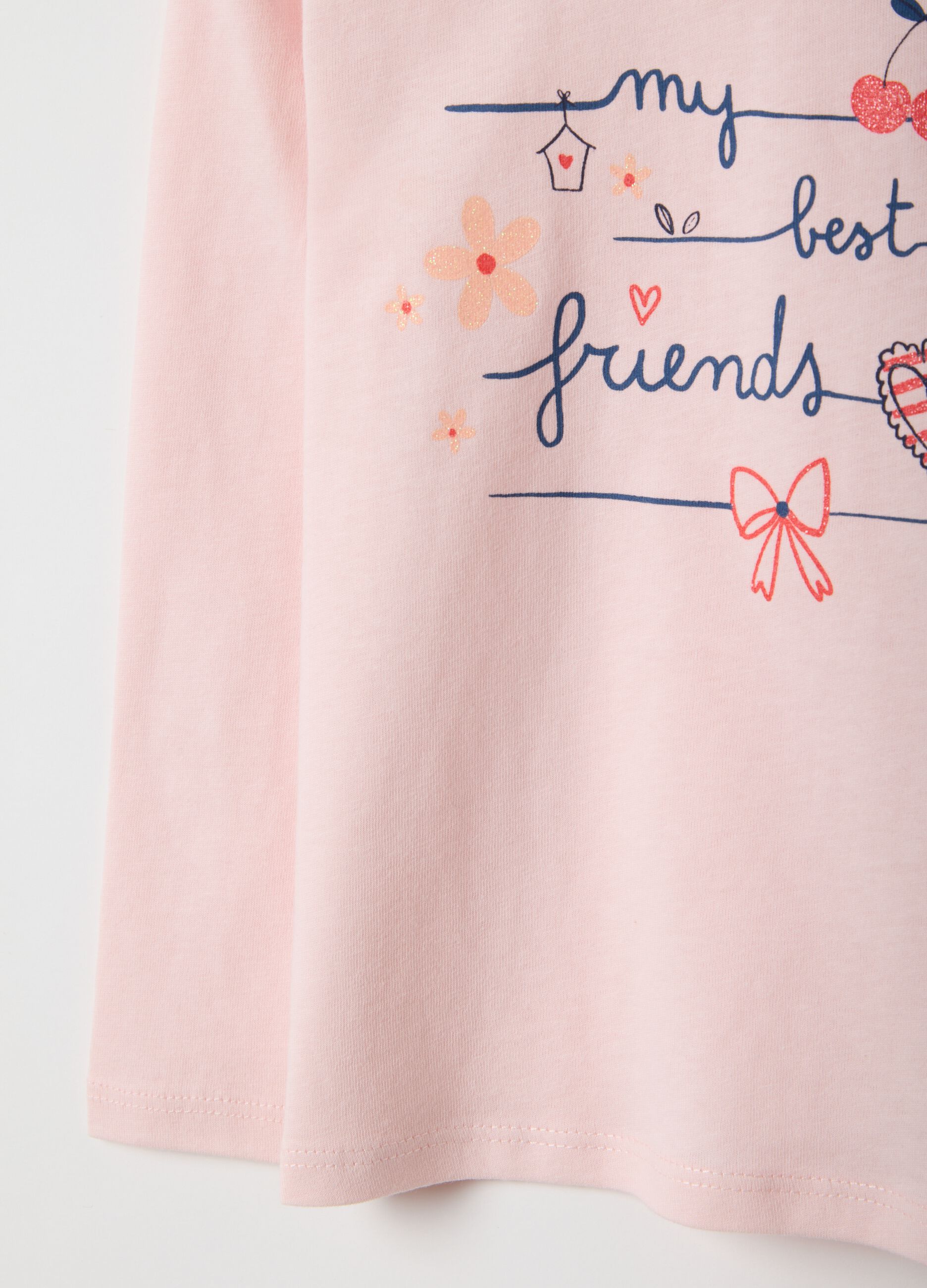 Girls' Pink Regular Fit Pure Cotton T-Shirt