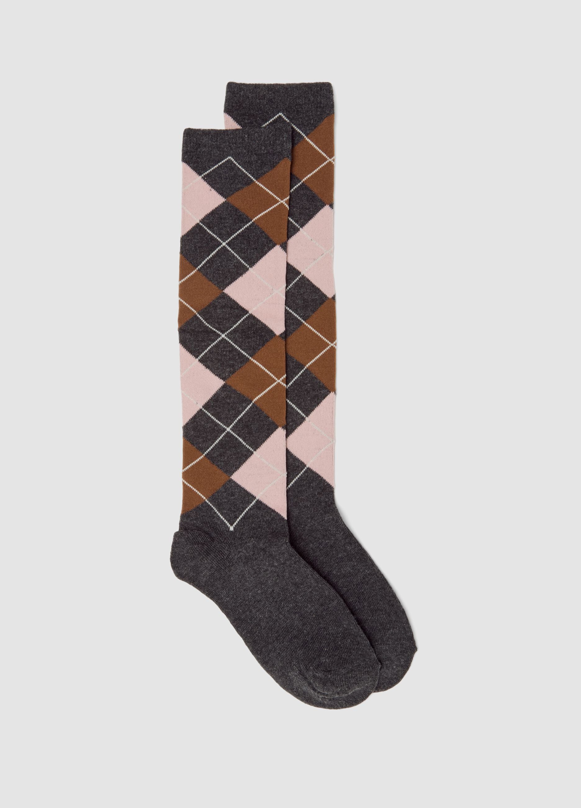 Grey organic stretch-cotton knee-high socks