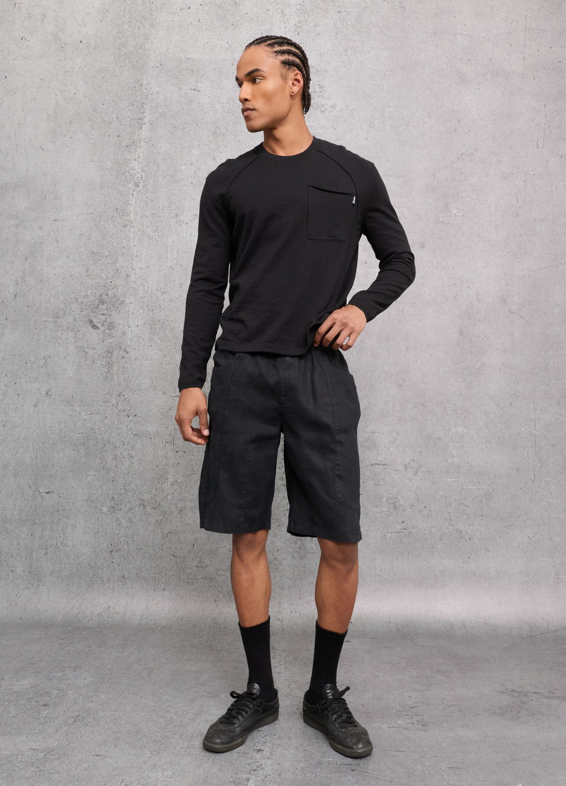 100% Linen Shorts Black