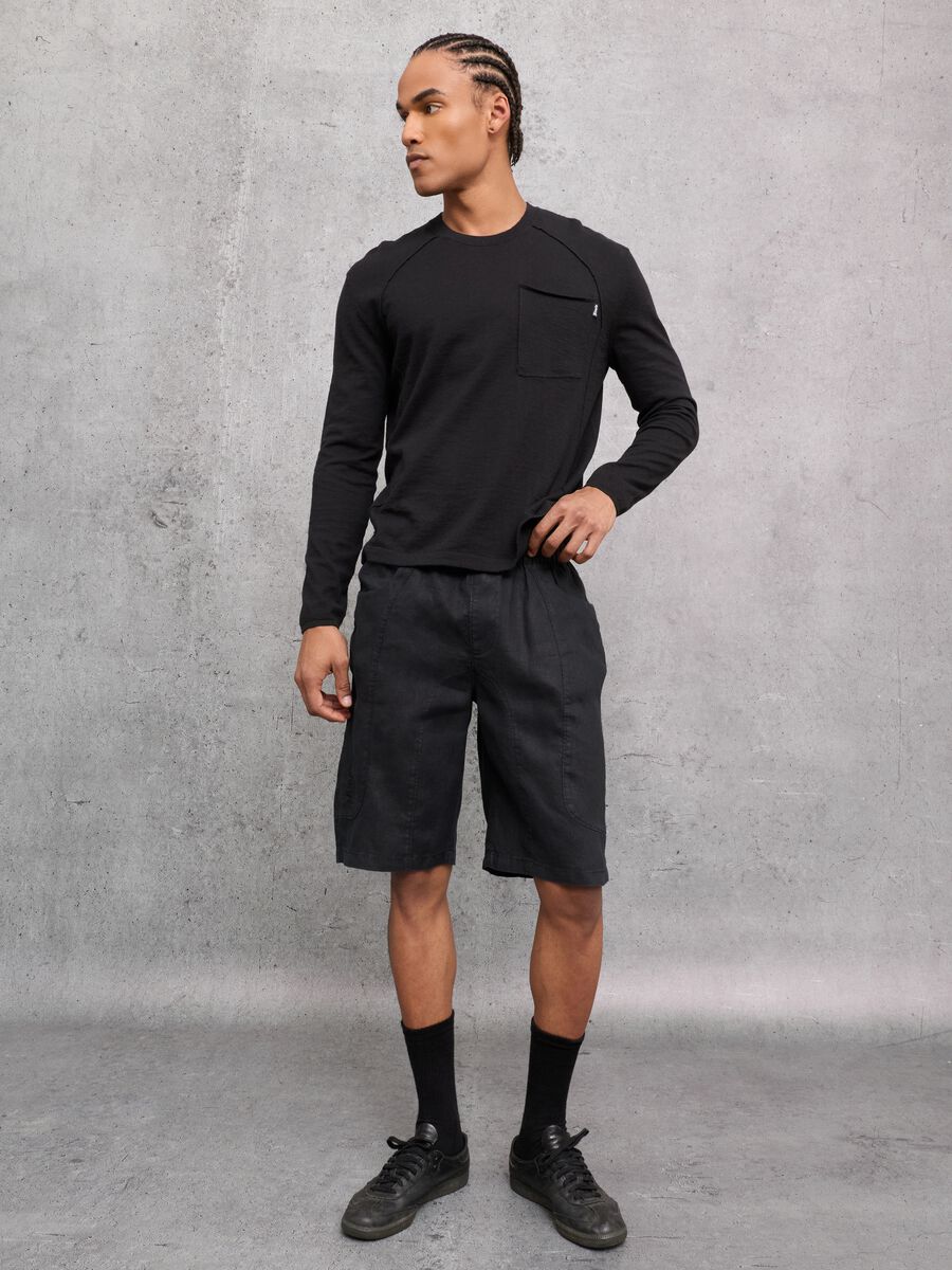 100% Linen Shorts Black_4