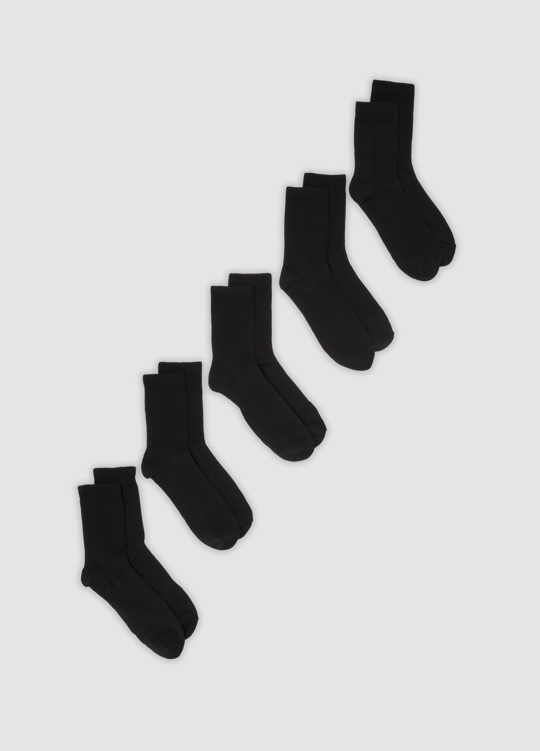 Pack of five black organic cotton sports socks