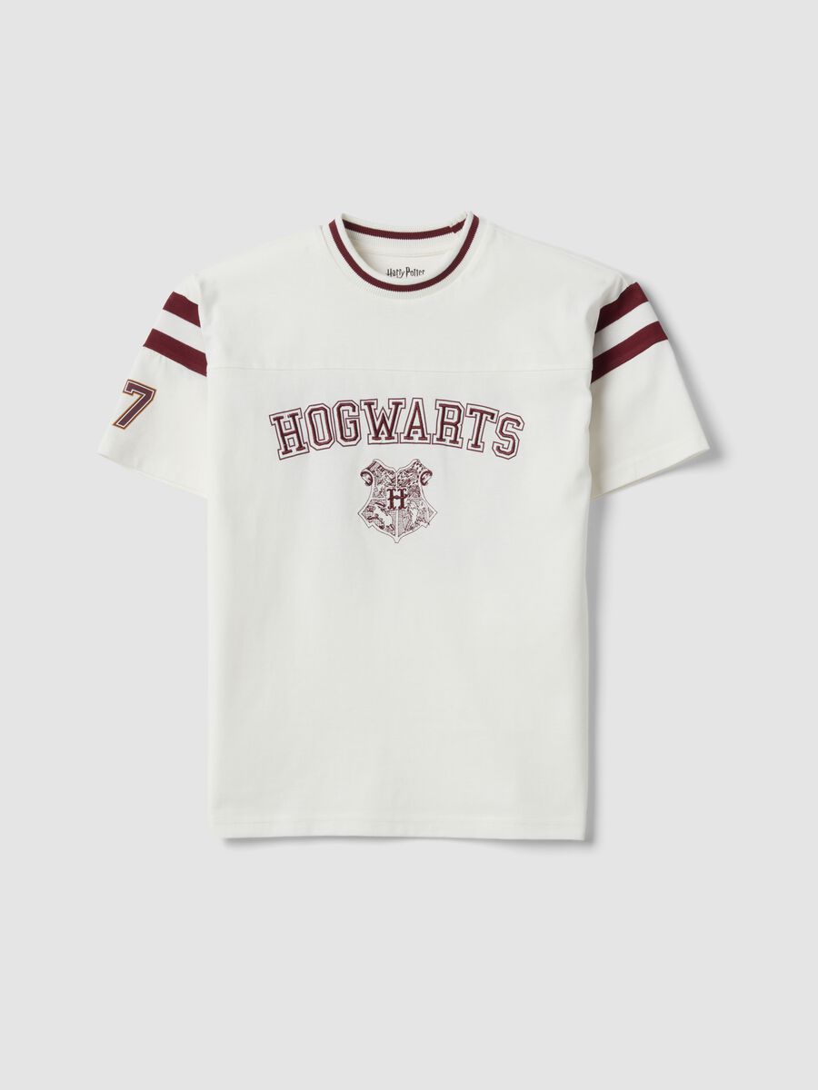 T-shirt bianca in puro cotone con stampa Harry Potter relaxed fit_3