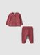 Pink organic cotton openwork knit set for baby girl_0