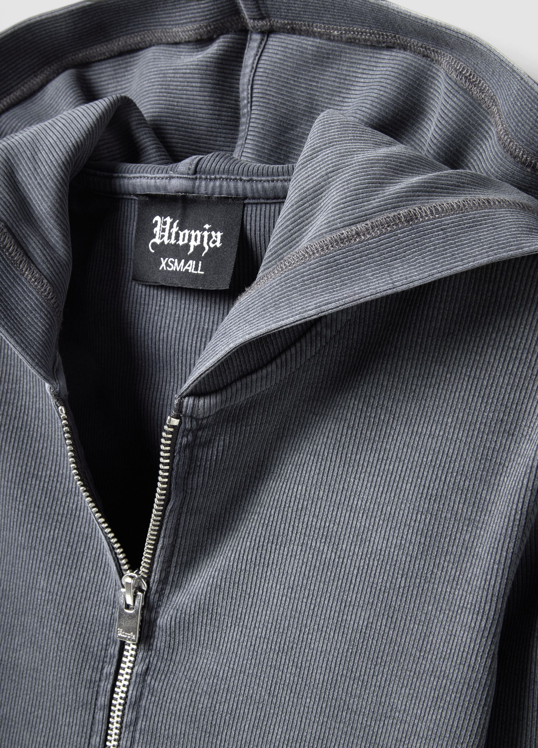 Ribbed Hoodie Vintage Grey