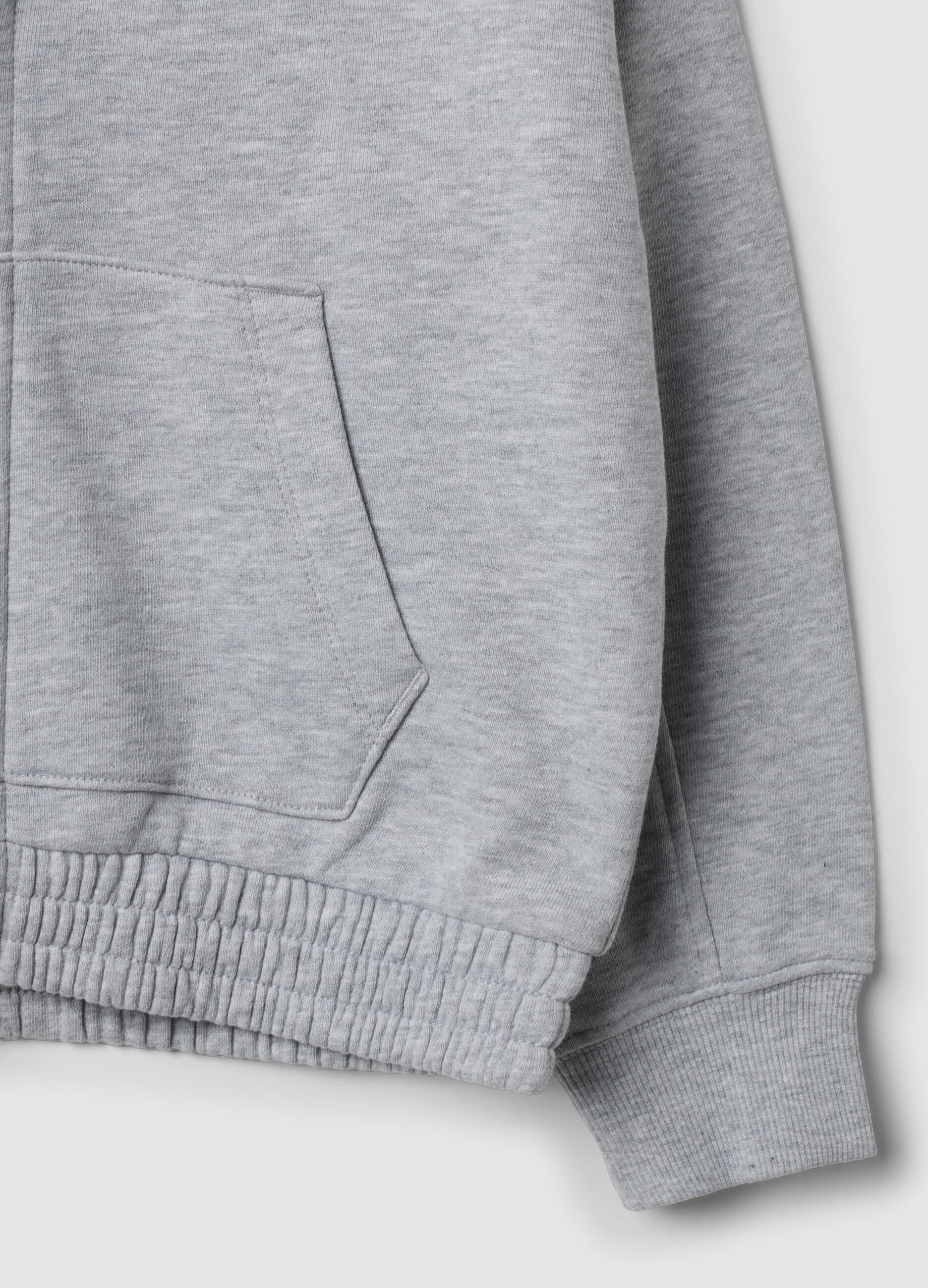 Grey pure cotton hooded sweatshirt