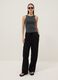 Grey ribbed stretch-cotton fitted tank top_1