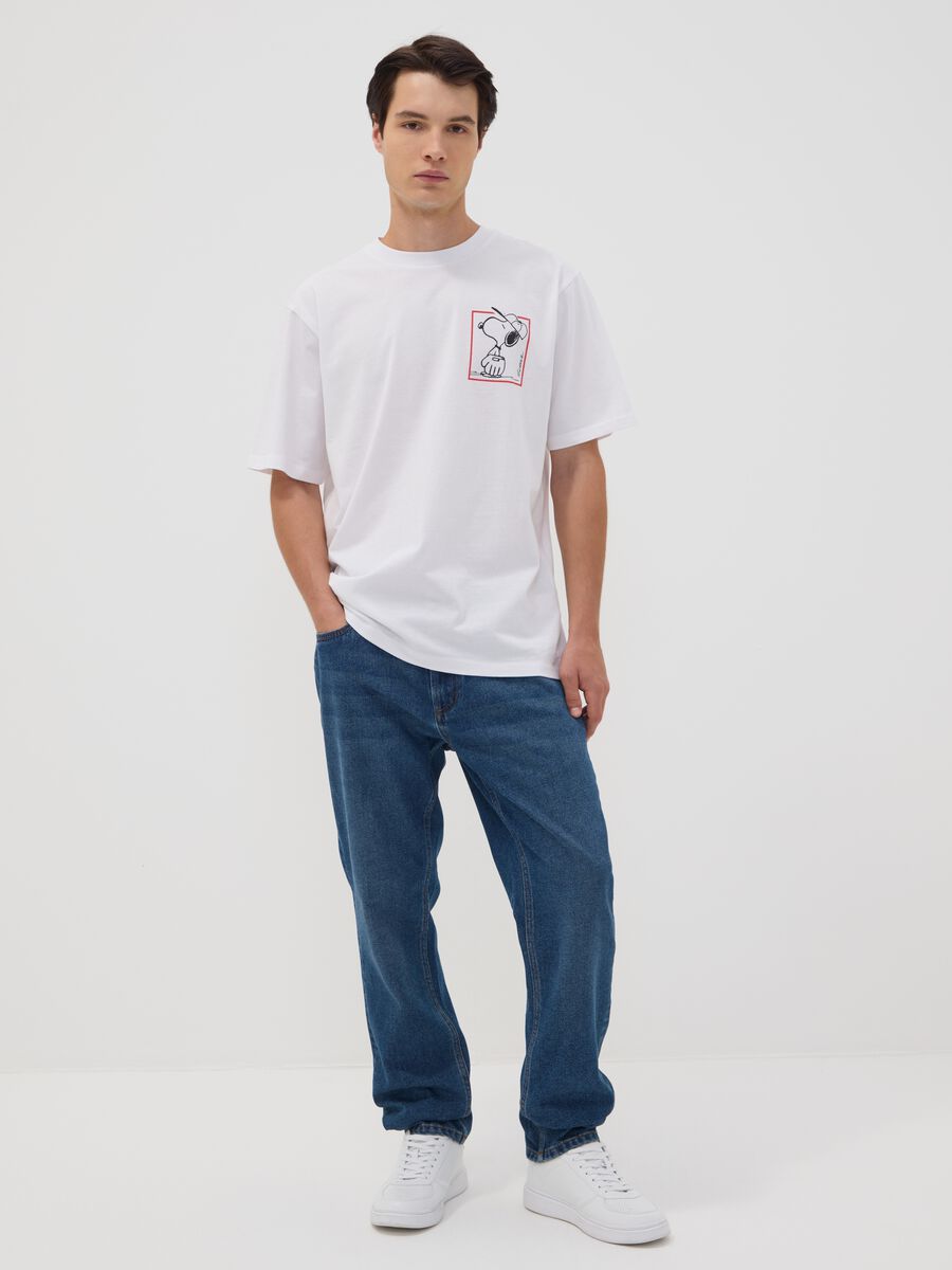 White pure cotton Peanuts print T-shirt, relaxed fit_2