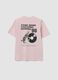Pink relaxed-fit pure cotton T-shirt with print_1