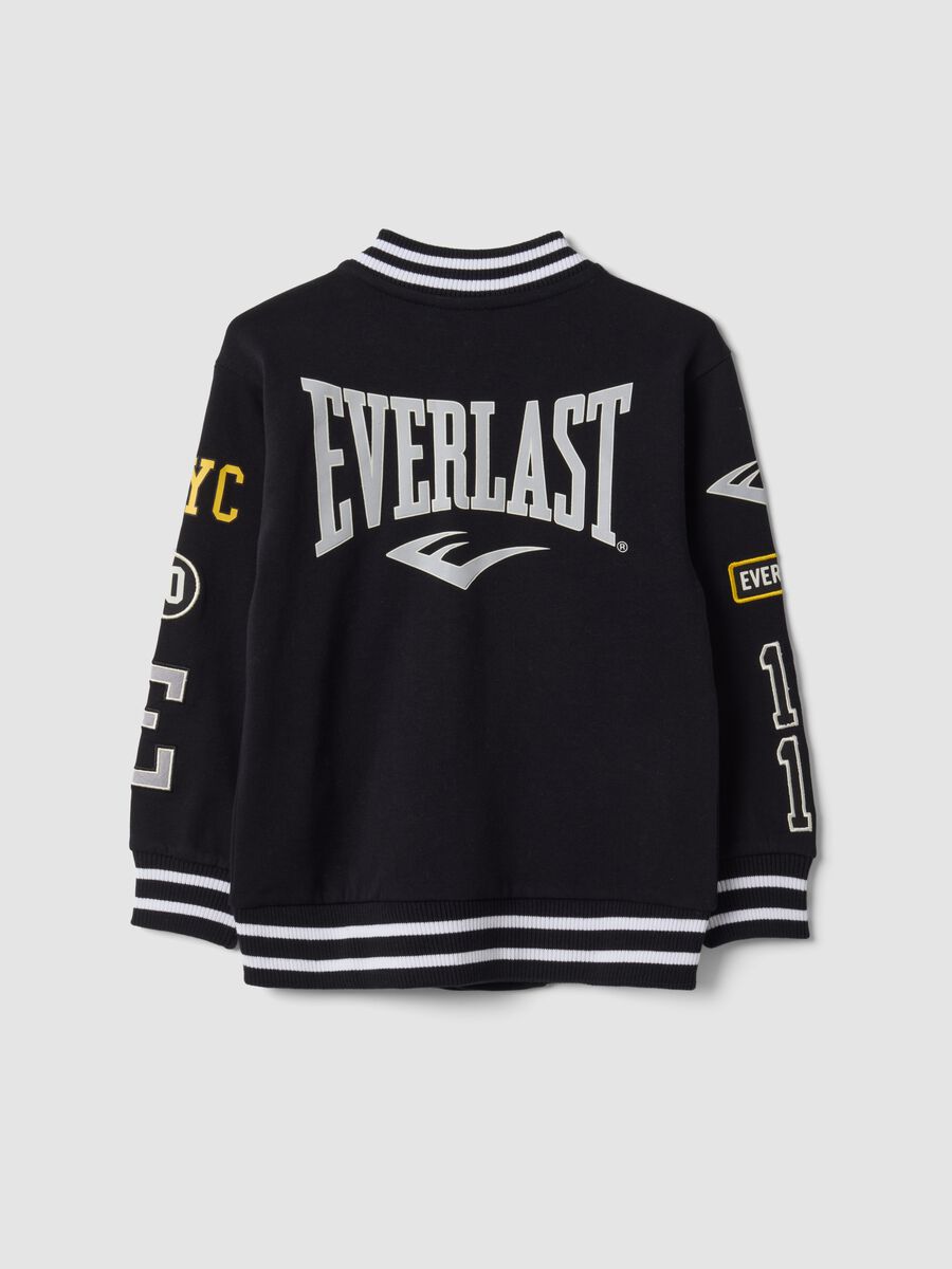 Black pure cotton college-style sweatshirt with logo, regular fit for boys_1