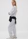 Grey jogger trousers in organic cotton and viscose blend for girls_0