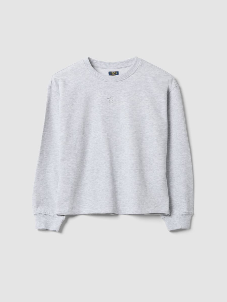 Girls&rsquo; grey 100% cotton sweatshirt with star, relaxed fit_3