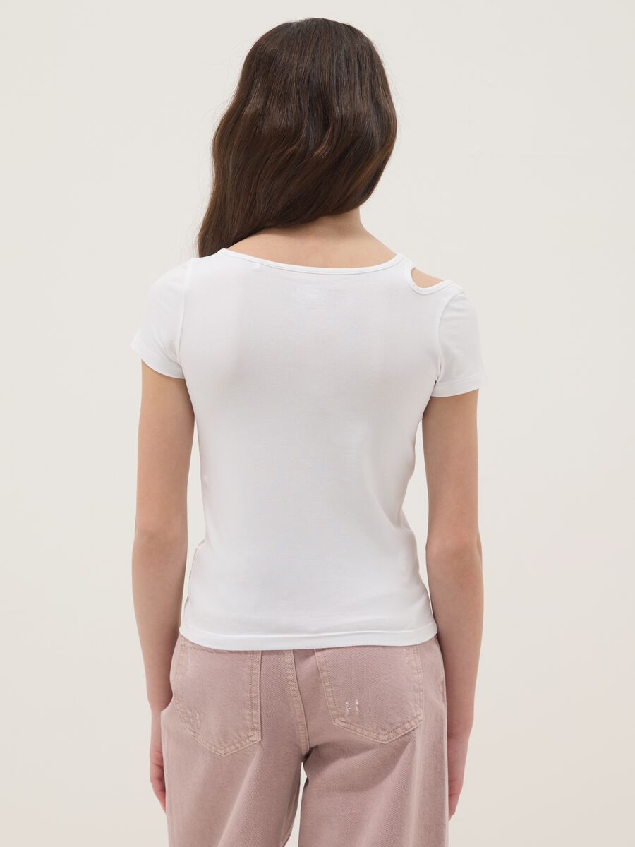 T-shirt in cotone elasticizzato bianca da ragazza slim fit_1